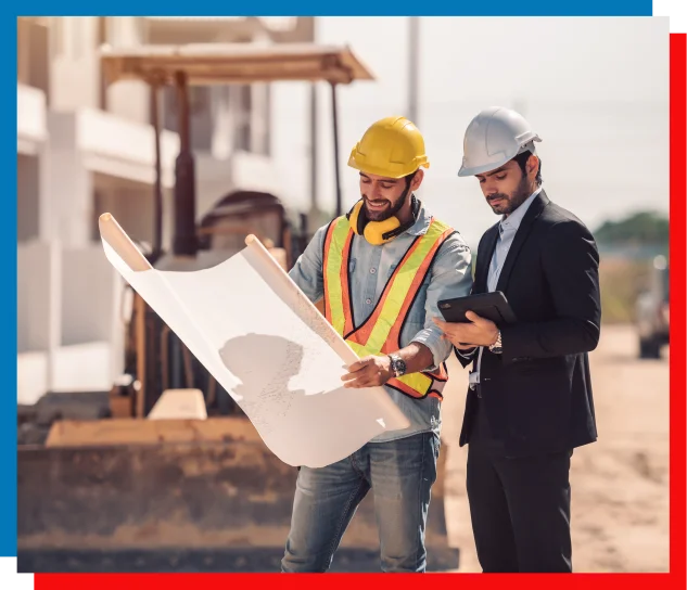 Engenheiros analisando obra
